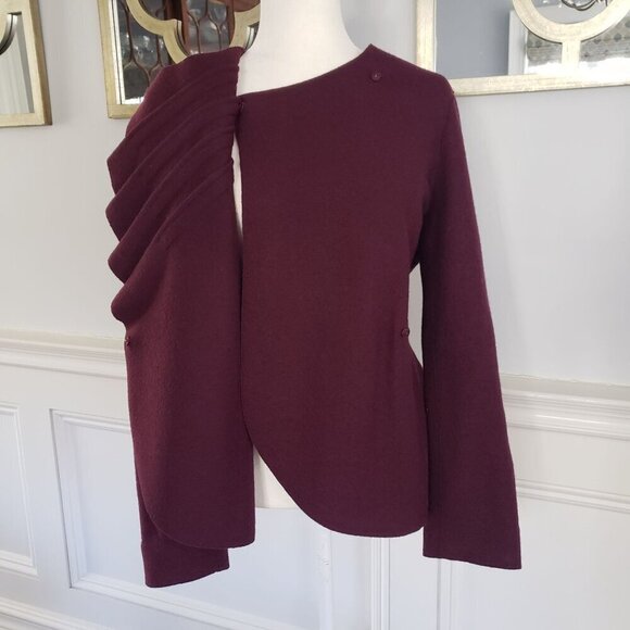 NWOT Beyond Threads Malbec Pleated Serena Peruvian Alpaca Wool Sweater Jacket LG - Picture 5 of 16